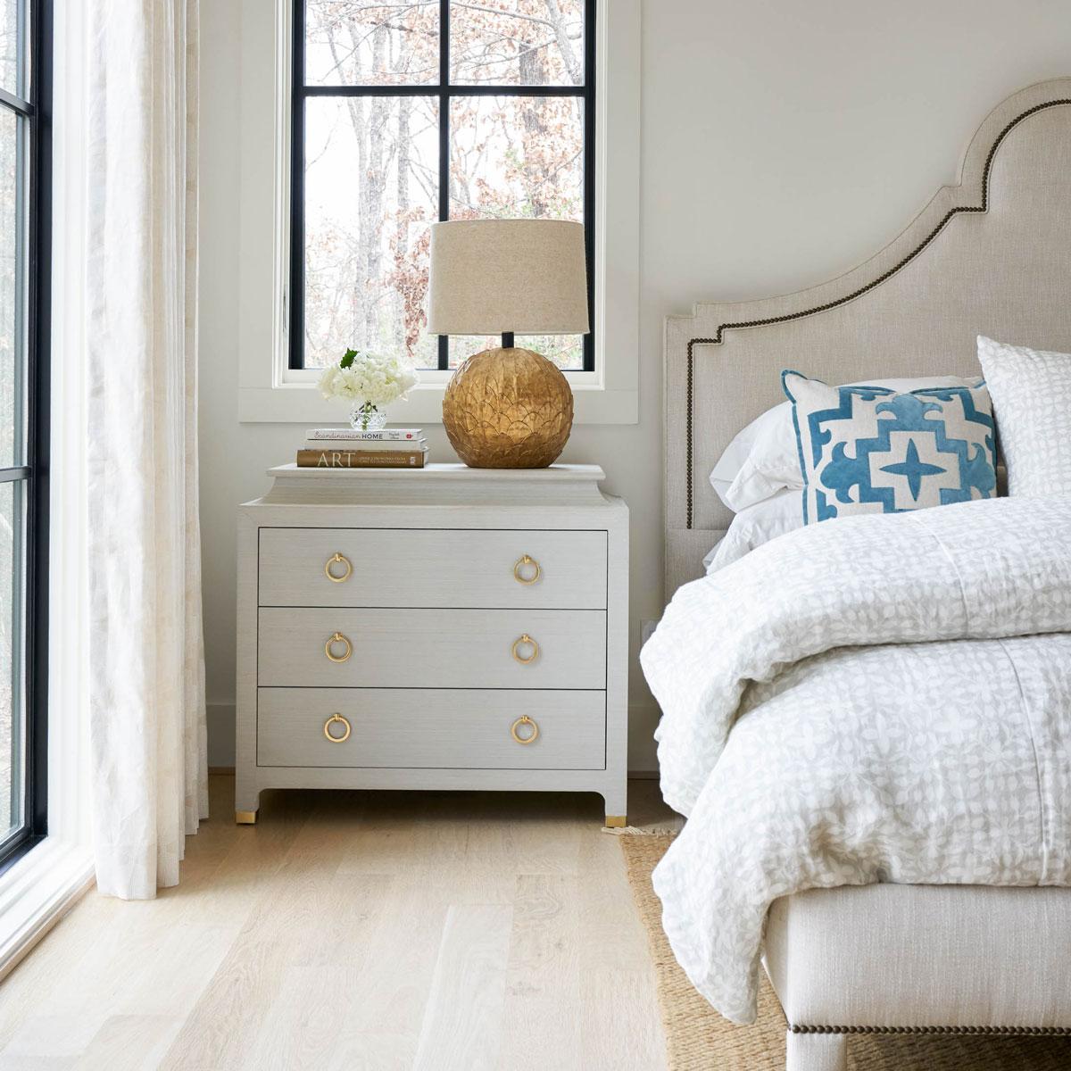 Contemporary Grasscloth Nightstand
