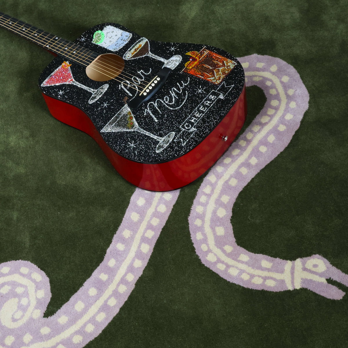 Viper Olive Tufted Rug | Green Snake Unique Rug – Scout Design Studio