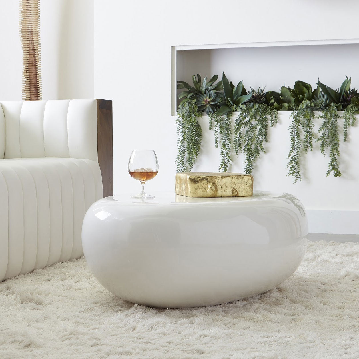 River Stone Small White Coffee Table - White | Unique River Stone Small White Coffee Table - White | Unique