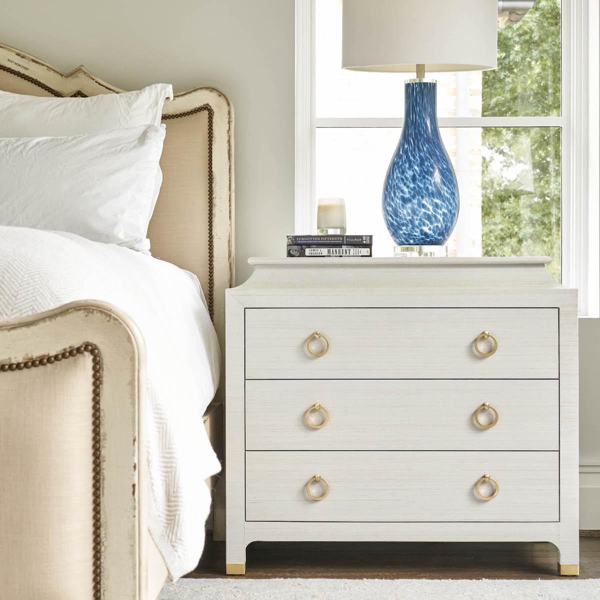 Espionage Chest In Mist Abaca | Natural Grasscloth Nightstand