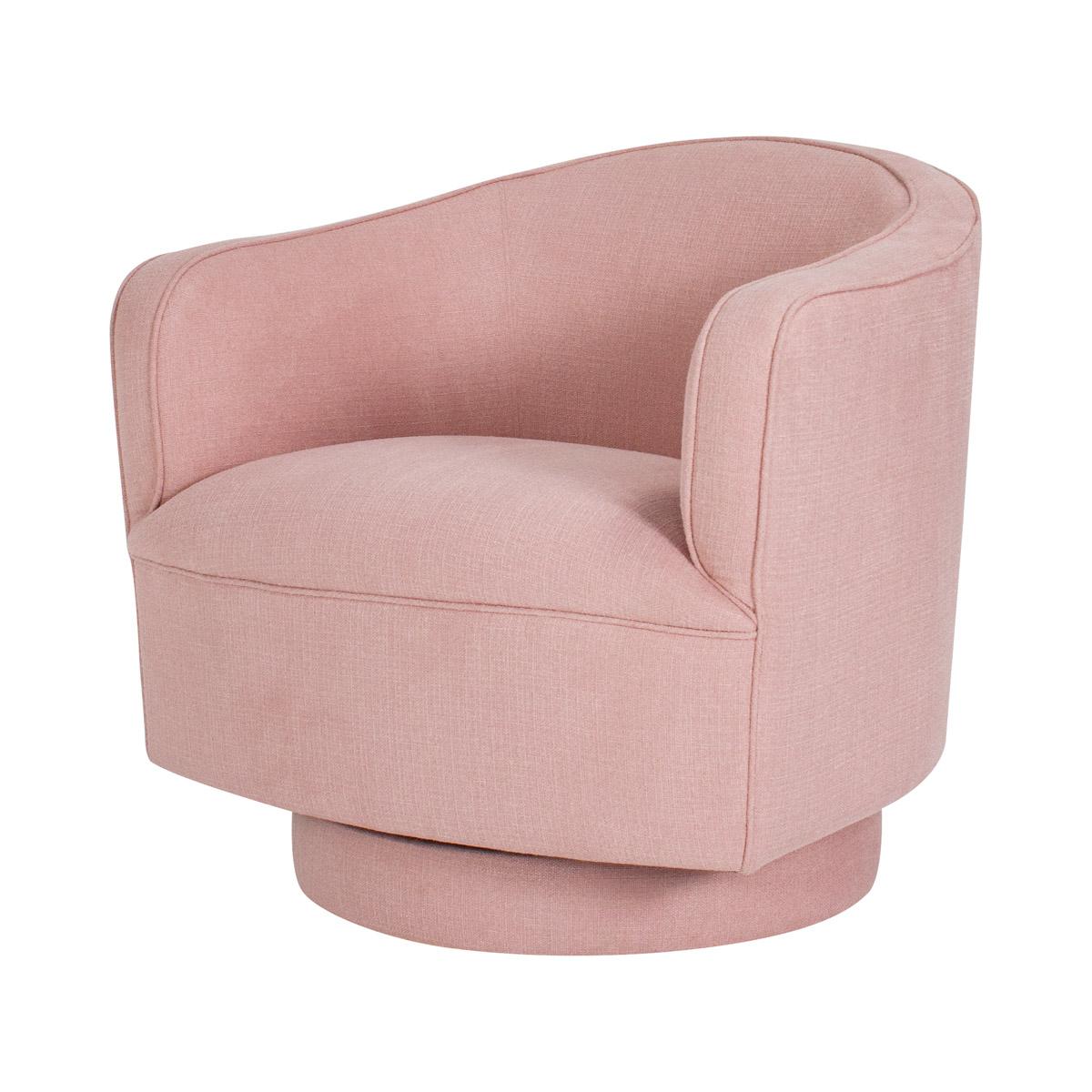 Helene Swivel Chair in Blush Linen