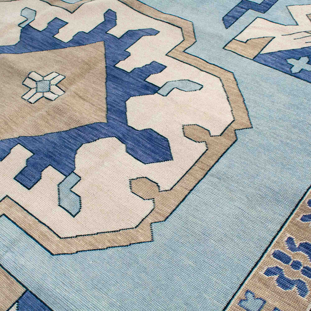 Zara Blue Turkish Knot Rug | Modern Blue Tribal Rug – Scout Design Studio